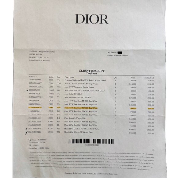 Authentic DIOR Men's Black Design Tee Shirt - Picture 4 of 4